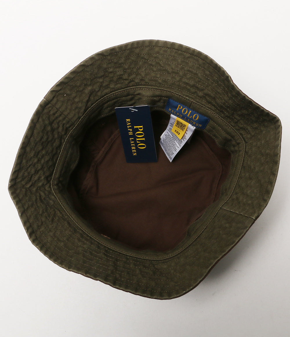 美品 POLO RALPH LAUREN コットン バケット ハット ブラウン メンズ