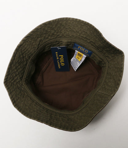 美品 POLO RALPH LAUREN コットン バケット ハット ブラウン メンズ SIZE L/XL ポロ・ラルフローレン