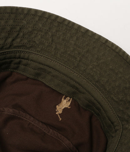 美品 POLO RALPH LAUREN コットン バケット ハット ブラウン メンズ SIZE L/XL ポロ・ラルフローレン