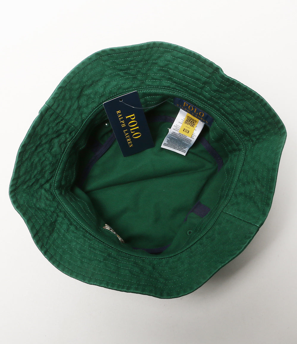 美品 POLO RALPH LAUREN POLOベア ツイル バケット ハット グリーン