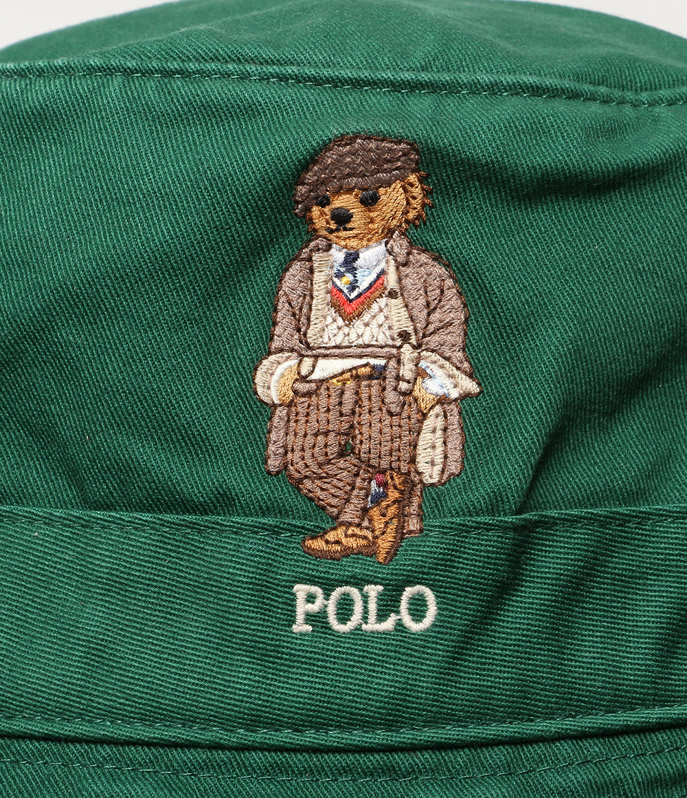 美品 POLO RALPH LAUREN POLOベア ツイル バケット ハット グリーン