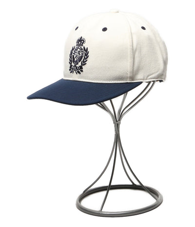 美品 POLO RALPH LAUREN ツートーン クレスト ツイル ボール キャップ ホワイト×ネイビー メンズ SIZE O/S ポロ・ラルフローレン