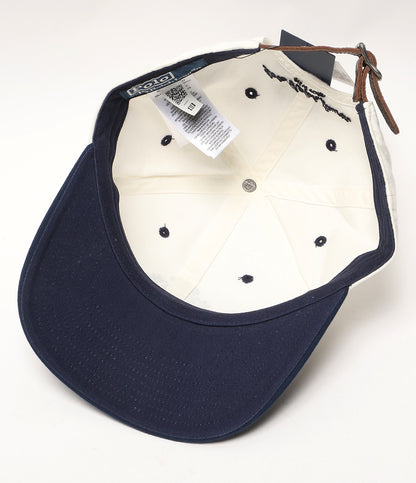美品 POLO RALPH LAUREN ツートーン クレスト ツイル ボール キャップ ホワイト×ネイビー メンズ SIZE O/S ポロ・ラルフローレン