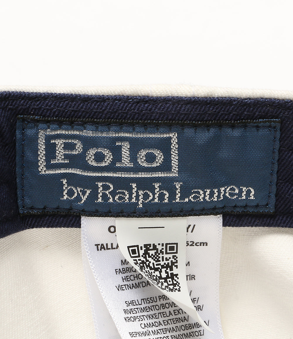 美品 POLO RALPH LAUREN ツートーン クレスト ツイル ボール キャップ ホワイト×ネイビー メンズ SIZE O/S ポロ・ラルフローレン