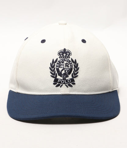 美品 POLO RALPH LAUREN ツートーン クレスト ツイル ボール キャップ ホワイト×ネイビー メンズ SIZE O/S ポロ・ラルフローレン