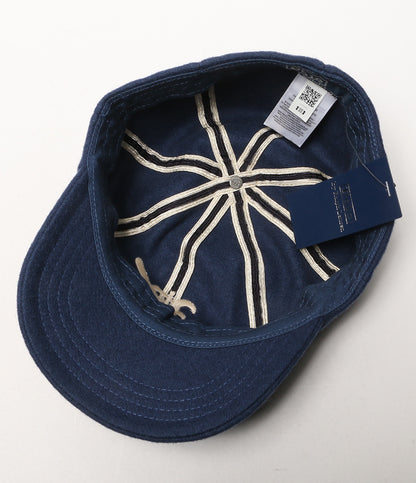 美品 POLO RALPH LAUREN エンブロイダリー ウールブレンド クリケット キャップ ネイビー メンズ SIZE L/XL ポロ・ラルフローレン