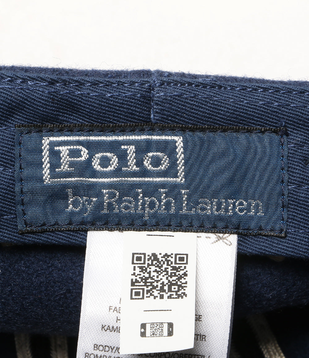 美品 POLO RALPH LAUREN エンブロイダリー ウールブレンド クリケット キャップ ネイビー メンズ SIZE L/XL ポロ・ラルフローレン