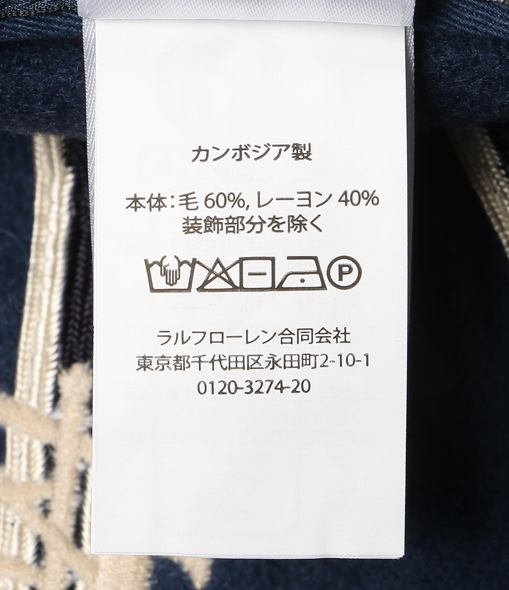 美品 POLO RALPH LAUREN エンブロイダリー ウールブレンド クリケット キャップ ネイビー メンズ SIZE L/XL ポロ・ラルフローレン