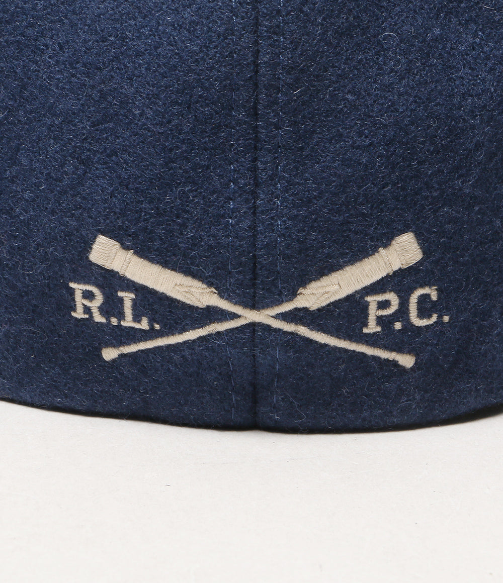美品 POLO RALPH LAUREN エンブロイダリー ウールブレンド クリケット キャップ ネイビー メンズ SIZE L/XL ポロ・ラルフローレン