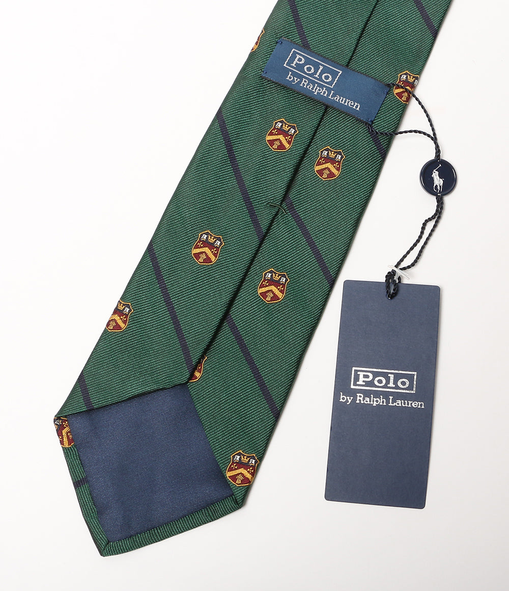 美品 POLO RALPH LAUREN ネクタイ ストライプド シルク レップ クラブ GRN メンズ ポロ・ラルフローレン