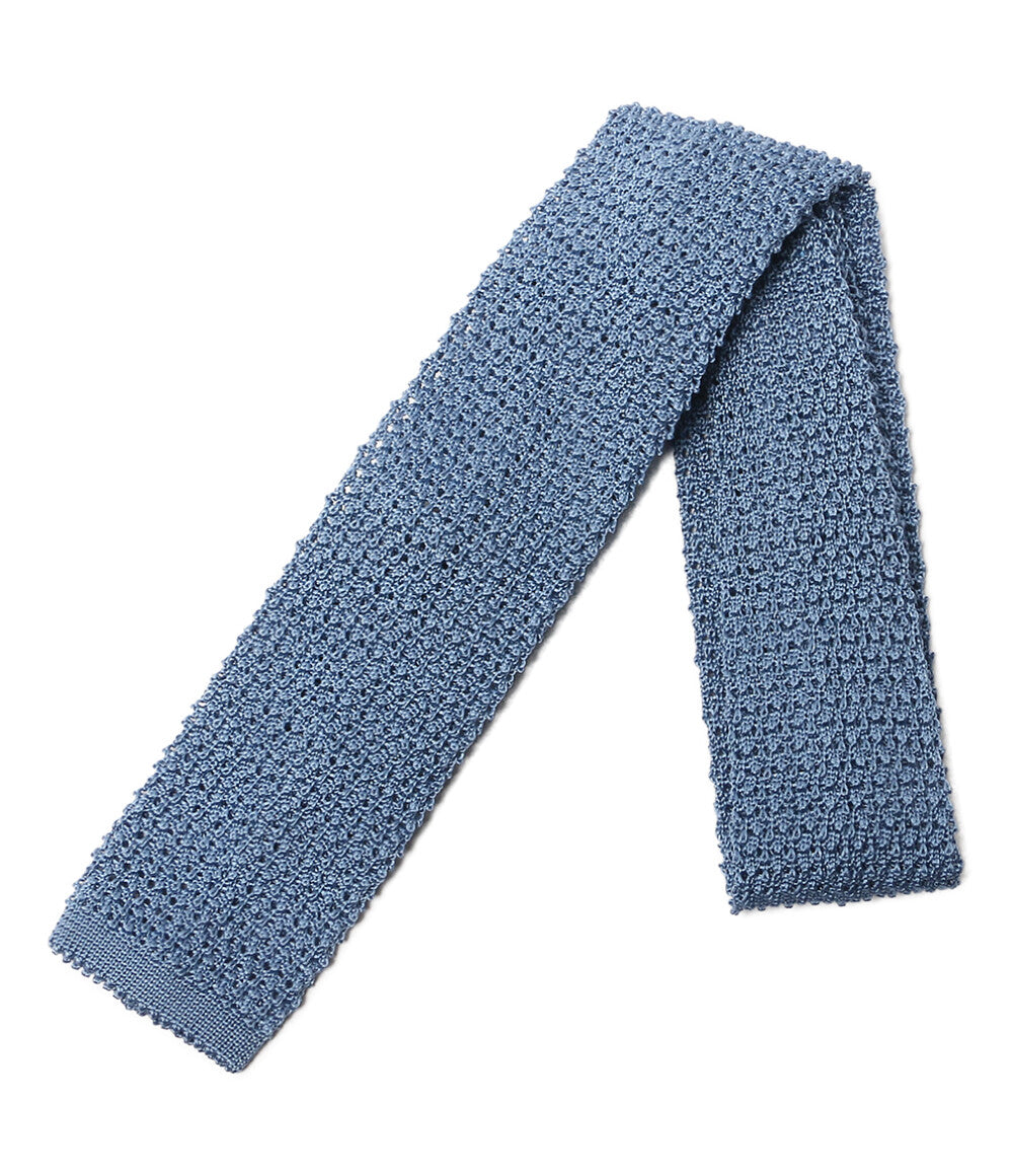 美品 POLO RALPH LAUREN ネクタイ ニット シルク ライトブルー イタリア製 メンズ ポロ・ラルフローレン