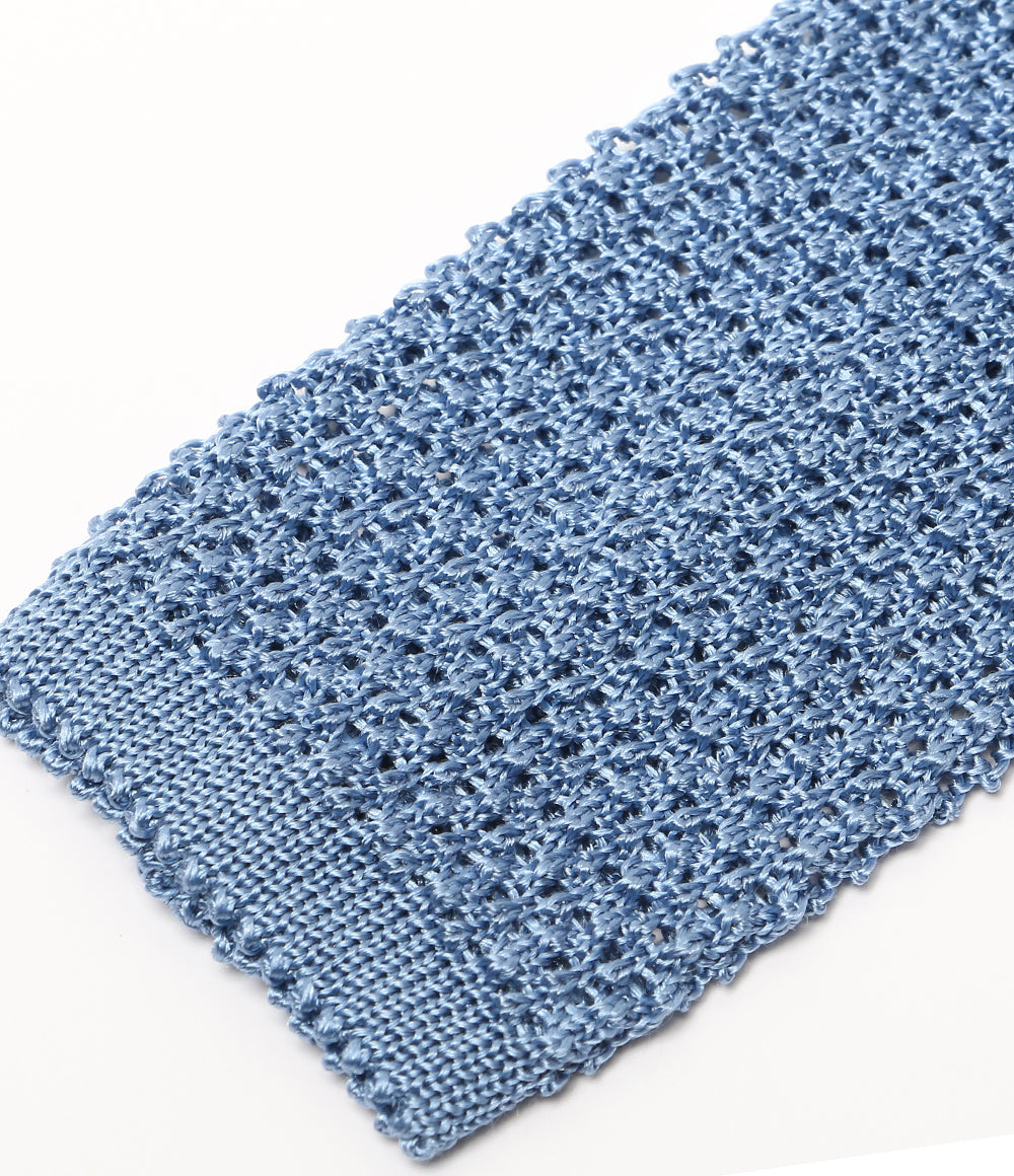 美品 POLO RALPH LAUREN ネクタイ ニット シルク ライトブルー イタリア製 メンズ ポロ・ラルフローレン