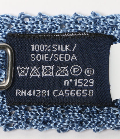 美品 POLO RALPH LAUREN ネクタイ ニット シルク ライトブルー イタリア製 メンズ ポロ・ラルフローレン