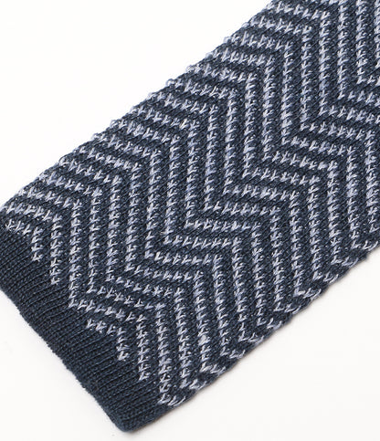 美品 POLO RALPH LAUREN ネクタイ ヘリンボーン ニット リネン タイ ネイビー×ブルー メンズ ポロ・ラルフローレン