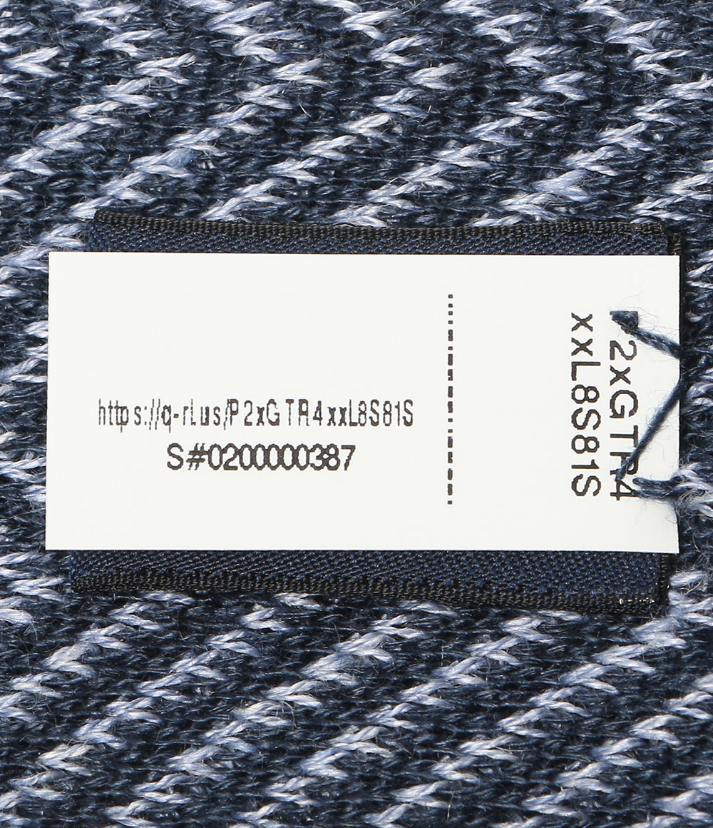 美品 POLO RALPH LAUREN ネクタイ ヘリンボーン ニット リネン タイ ネイビー×ブルー メンズ ポロ・ラルフローレン