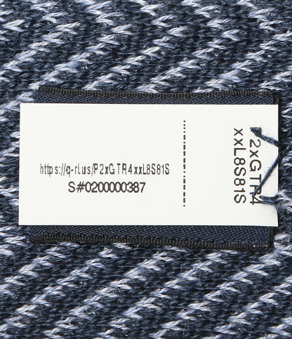 美品 POLO RALPH LAUREN ネクタイ ヘリンボーン ニット リネン タイ ネイビー×ブルー メンズ ポロ・ラルフローレン