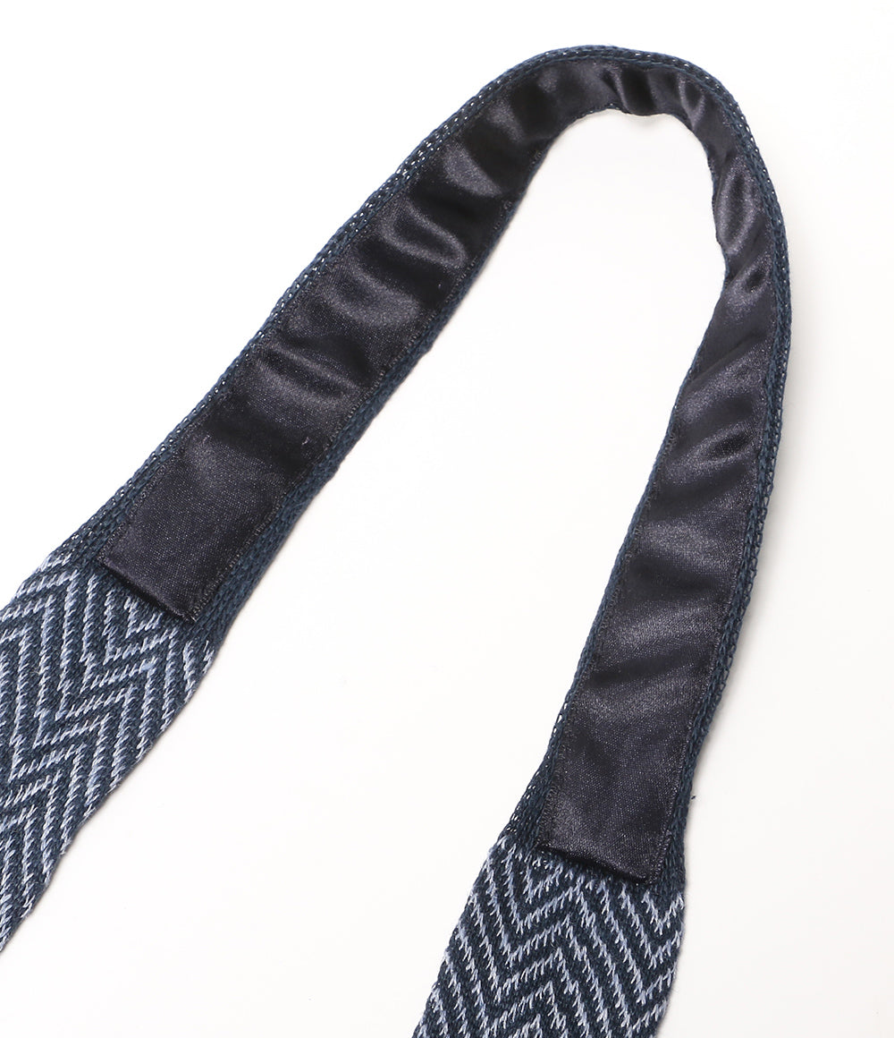 美品 POLO RALPH LAUREN ネクタイ ヘリンボーン ニット リネン タイ ネイビー×ブルー メンズ ポロ・ラルフローレン