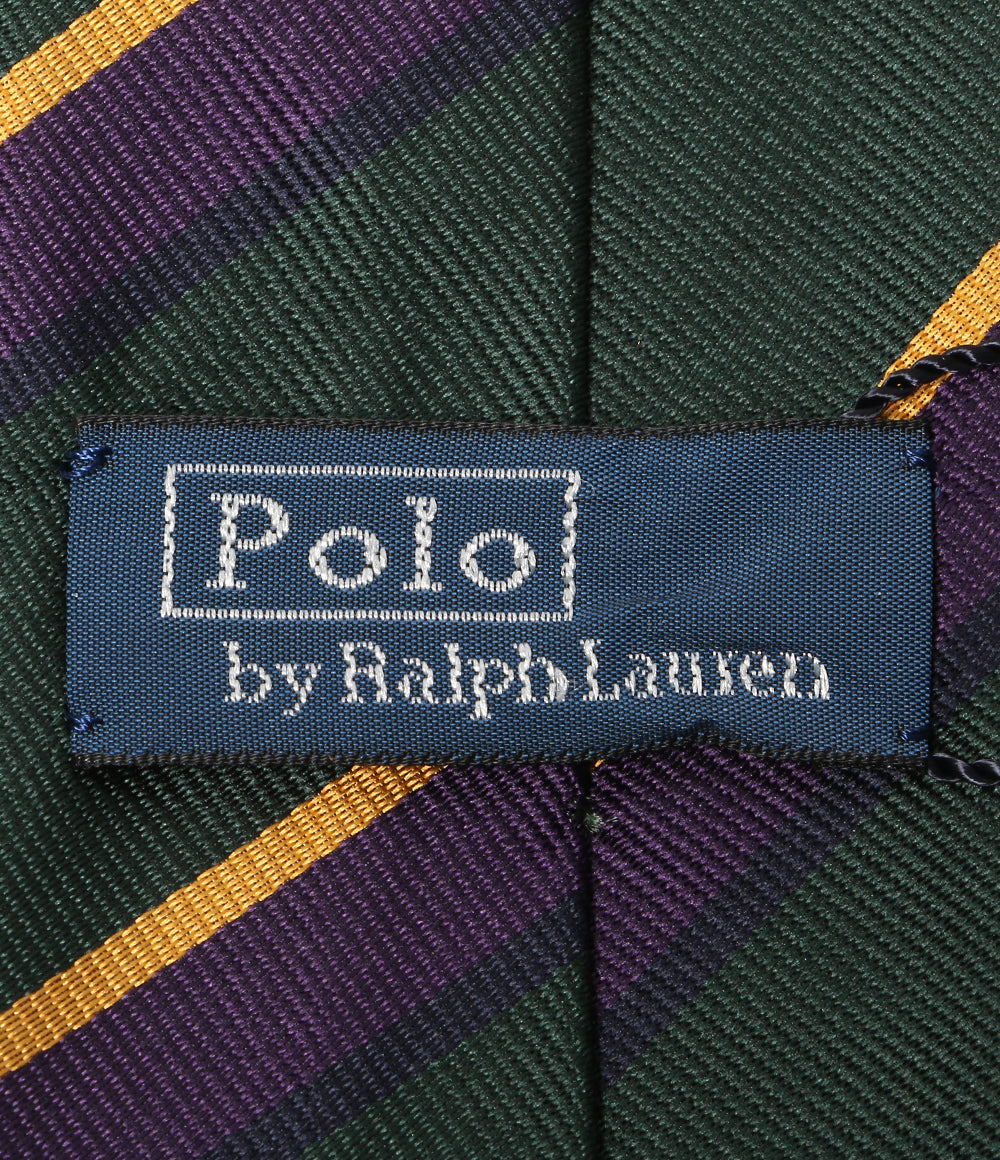 美品 POLO RALPH LAUREN ネクタイ ヴィンテージ インスパイアード ストライプド GRN メンズ ポロ・ラルフローレン