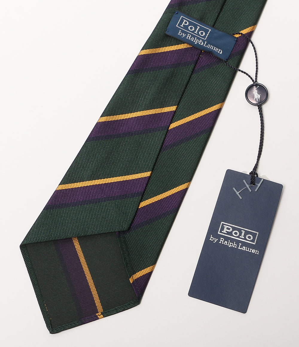 美品 POLO RALPH LAUREN ネクタイ ヴィンテージ インスパイアード ストライプド GRN メンズ ポロ・ラルフローレン