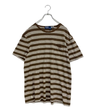 POLO RALPH LAUREN 半袖Ｔシャツ クラシックフィット ストライプド ポケTシャツ ブラウン メンズ SIZE L ポロ・ラルフローレン