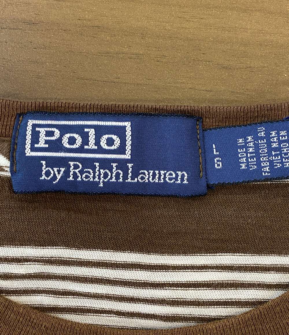 POLO RALPH LAUREN 半袖Ｔシャツ クラシックフィット ストライプド ポケTシャツ ブラウン メンズ SIZE L ポロ・ラルフローレン