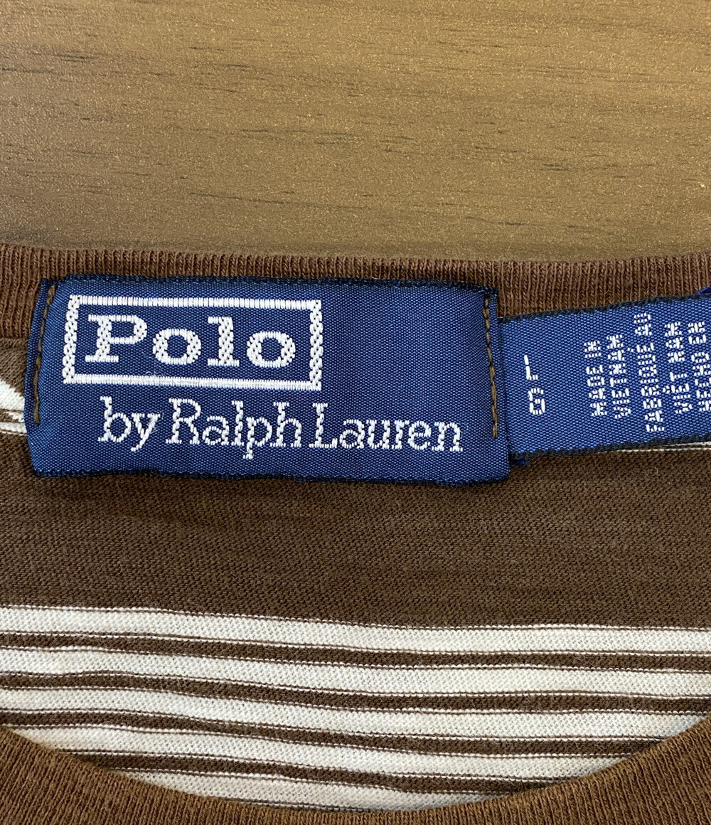 POLO RALPH LAUREN 半袖Ｔシャツ クラシックフィット ストライプド ポケTシャツ ブラウン メンズ SIZE L ポロ・ラルフローレン