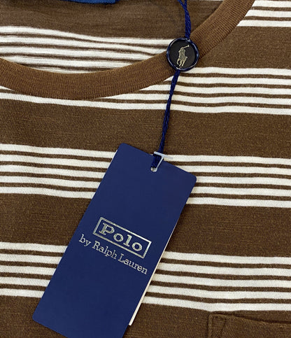 POLO RALPH LAUREN 半袖Ｔシャツ クラシックフィット ストライプド ポケTシャツ ブラウン メンズ SIZE L ポロ・ラルフローレン