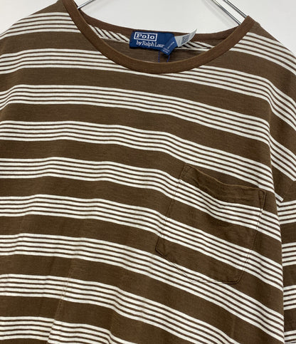 POLO RALPH LAUREN 半袖Ｔシャツ クラシックフィット ストライプド ポケTシャツ ブラウン メンズ SIZE L ポロ・ラルフローレン