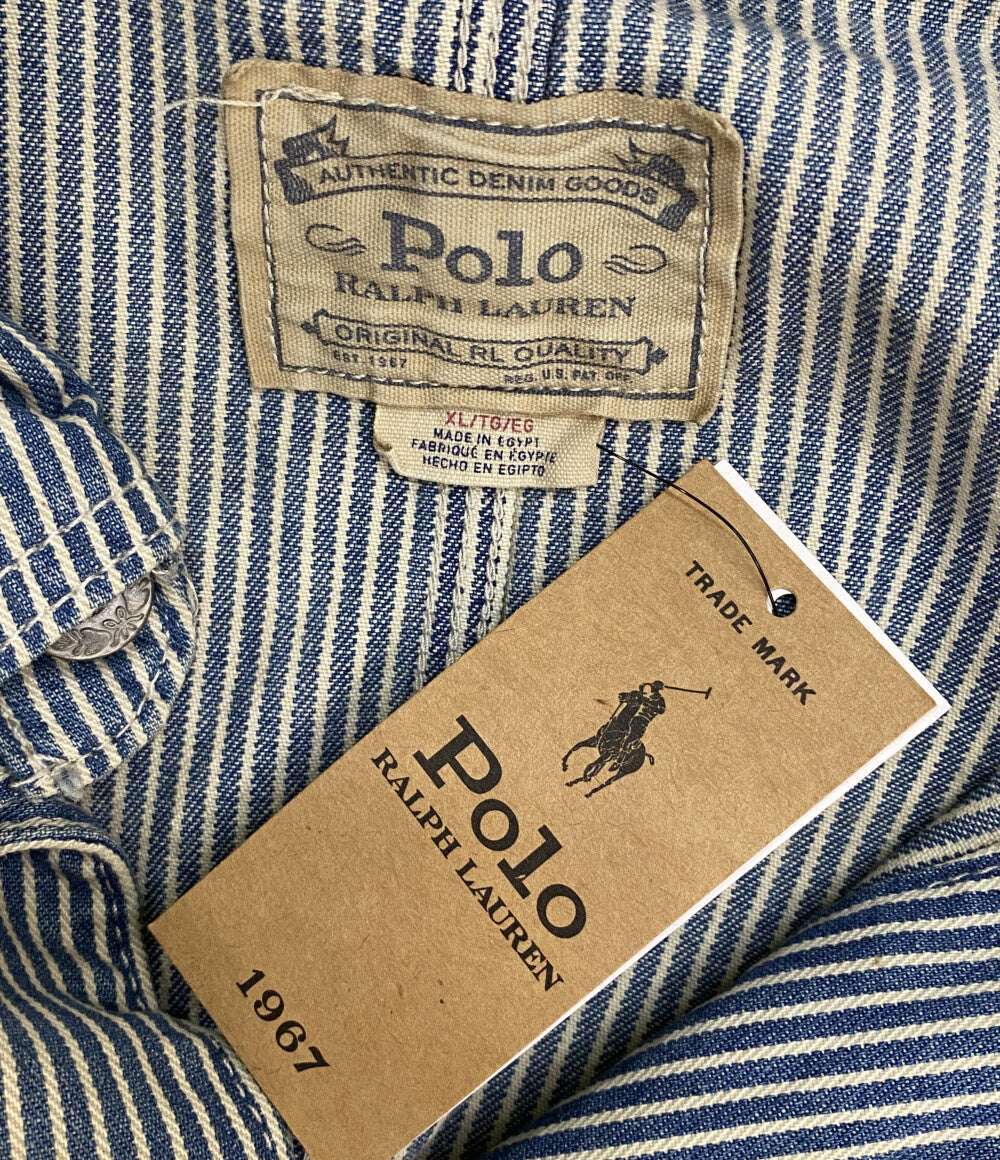 美品 POLO RALPH LAUREN カバーオール インディゴ ヒッコリーストライプ ユーティリティー メンズ SIZE XL ポロ・ラルフローレン
