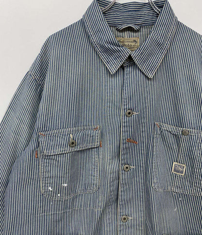 美品 POLO RALPH LAUREN カバーオール インディゴ ヒッコリーストライプ ユーティリティー メンズ SIZE XL ポロ・ラルフローレン