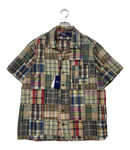 美品 POLO RALPH LAUREN 半袖シャツ CLASSIC FIT PATCHWORK MADRAS CAMP SHIRT メンズ SIZE L ポロ・ラルフローレン