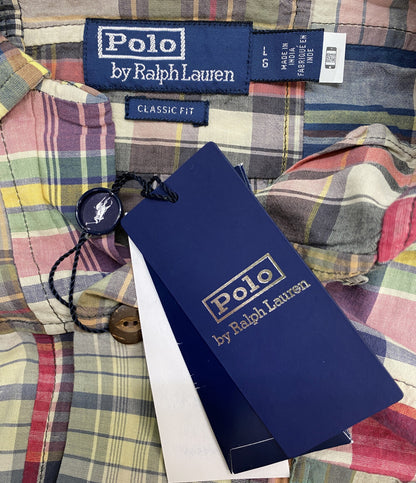 美品 POLO RALPH LAUREN 半袖シャツ CLASSIC FIT PATCHWORK MADRAS CAMP SHIRT メンズ SIZE L ポロ・ラルフローレン