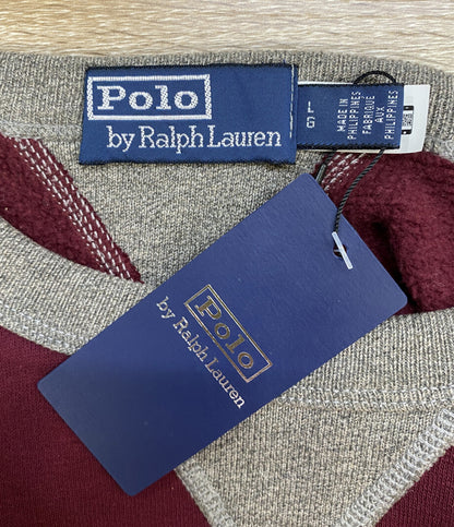 美品 POLO RALPH LAUREN スウェット TWO TONE FLEECE SWEATSHIRT 両V メンズ SIZE L ポロ・ラルフローレン