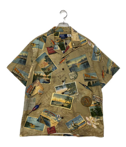 美品 POLO RALPH LAUREN 半袖シャツ CLASSIC FIT POSTCARD PRINT CHINO SHIRT メンズ SIZE L ポロ・ラルフローレン