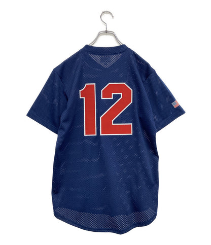 美品 Supreme 半袖シャツ ベースボールメッシュ ネイビー ナンバリング メンズ SIZE S シュプリーム