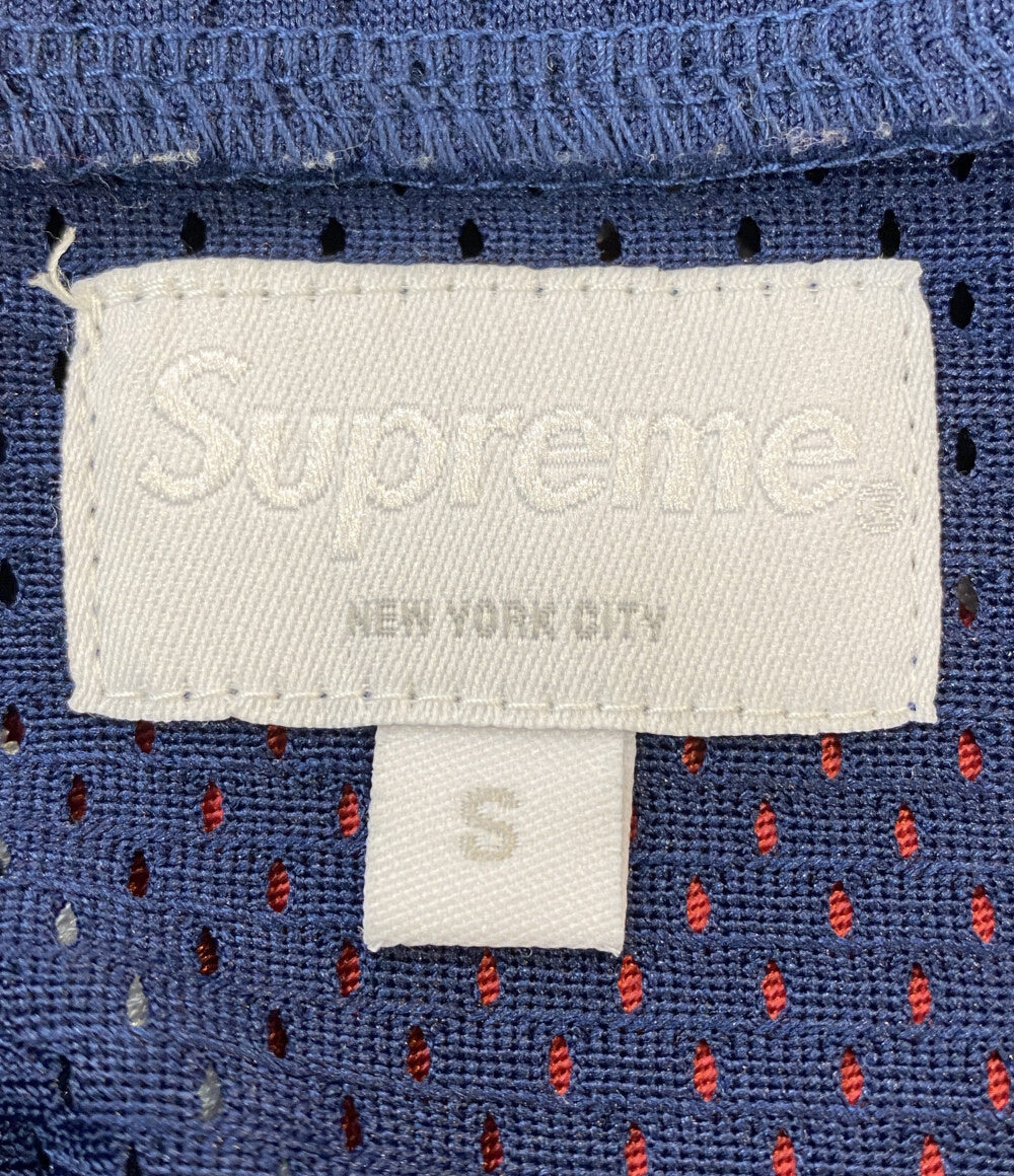 美品 Supreme 半袖シャツ ベースボールメッシュ ネイビー ナンバリング メンズ SIZE S シュプリーム