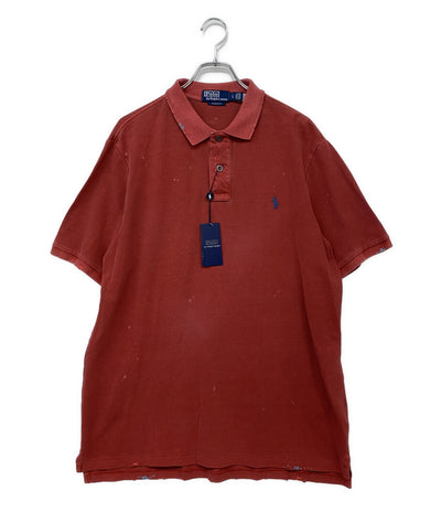 美品 POLO RALPH LAUREN ポロシャツ カノコ USED加工 RED 刺繍 メンズ SIZE L ポロ・ラルフローレン