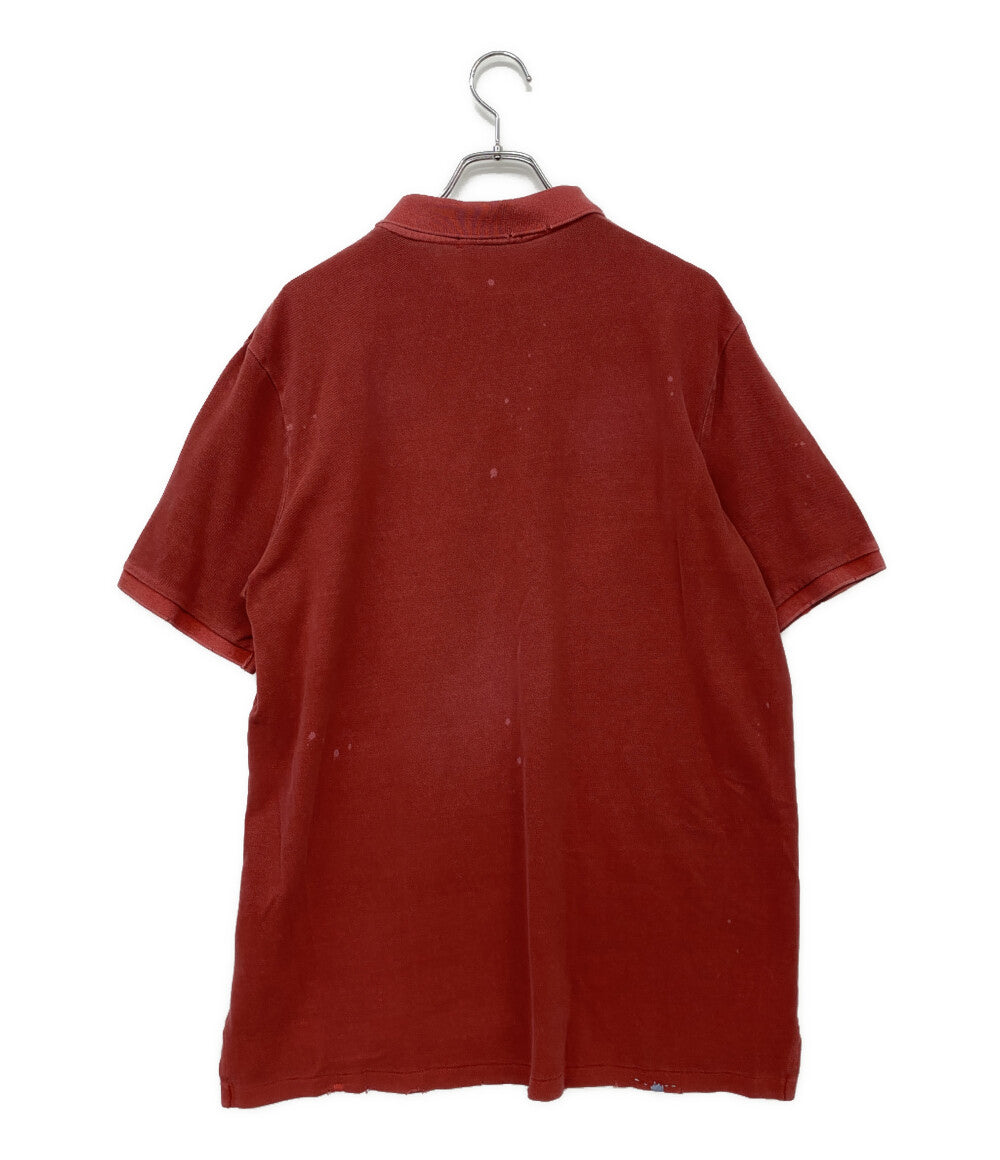 美品 POLO RALPH LAUREN ポロシャツ カノコ USED加工 RED 刺繍 メンズ SIZE L ポロ・ラルフローレン