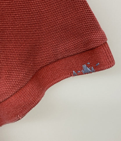 美品 POLO RALPH LAUREN ポロシャツ カノコ USED加工 RED 刺繍 メンズ SIZE L ポロ・ラルフローレン