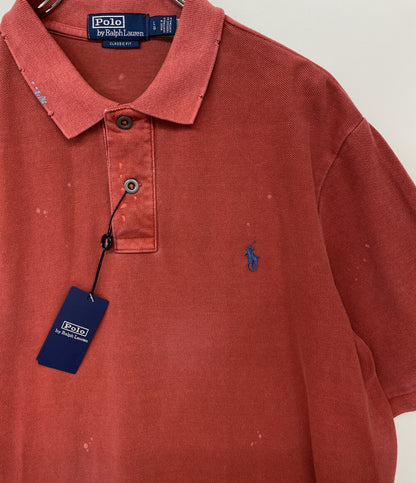 美品 POLO RALPH LAUREN ポロシャツ カノコ USED加工 RED 刺繍 メンズ SIZE L ポロ・ラルフローレン