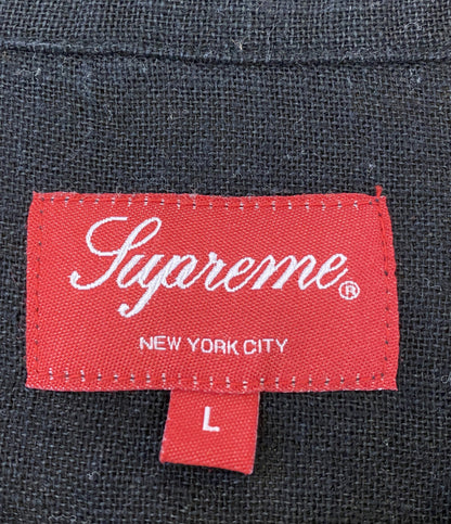 Supreme 半袖シャツ cuban shirt プルオーバー リネン ブラック メンズ SIZE L シュプリーム