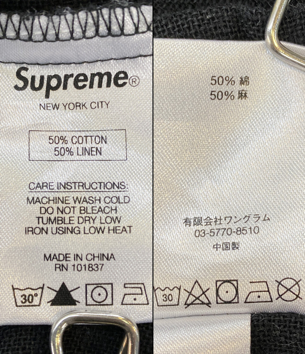 Supreme 半袖シャツ cuban shirt プルオーバー リネン ブラック メンズ SIZE L シュプリーム