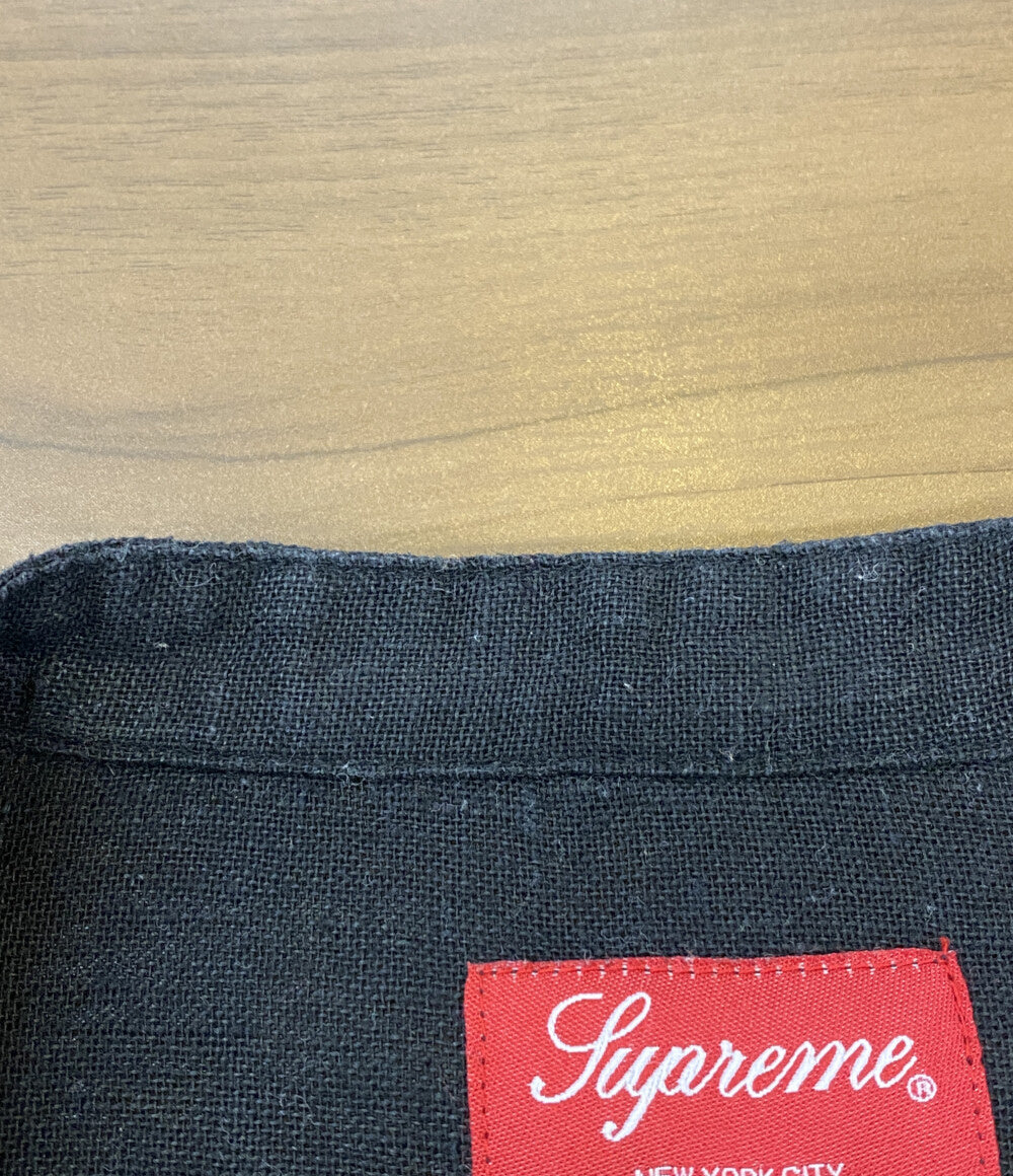 Supreme 半袖シャツ cuban shirt プルオーバー リネン ブラック メンズ SIZE L シュプリーム