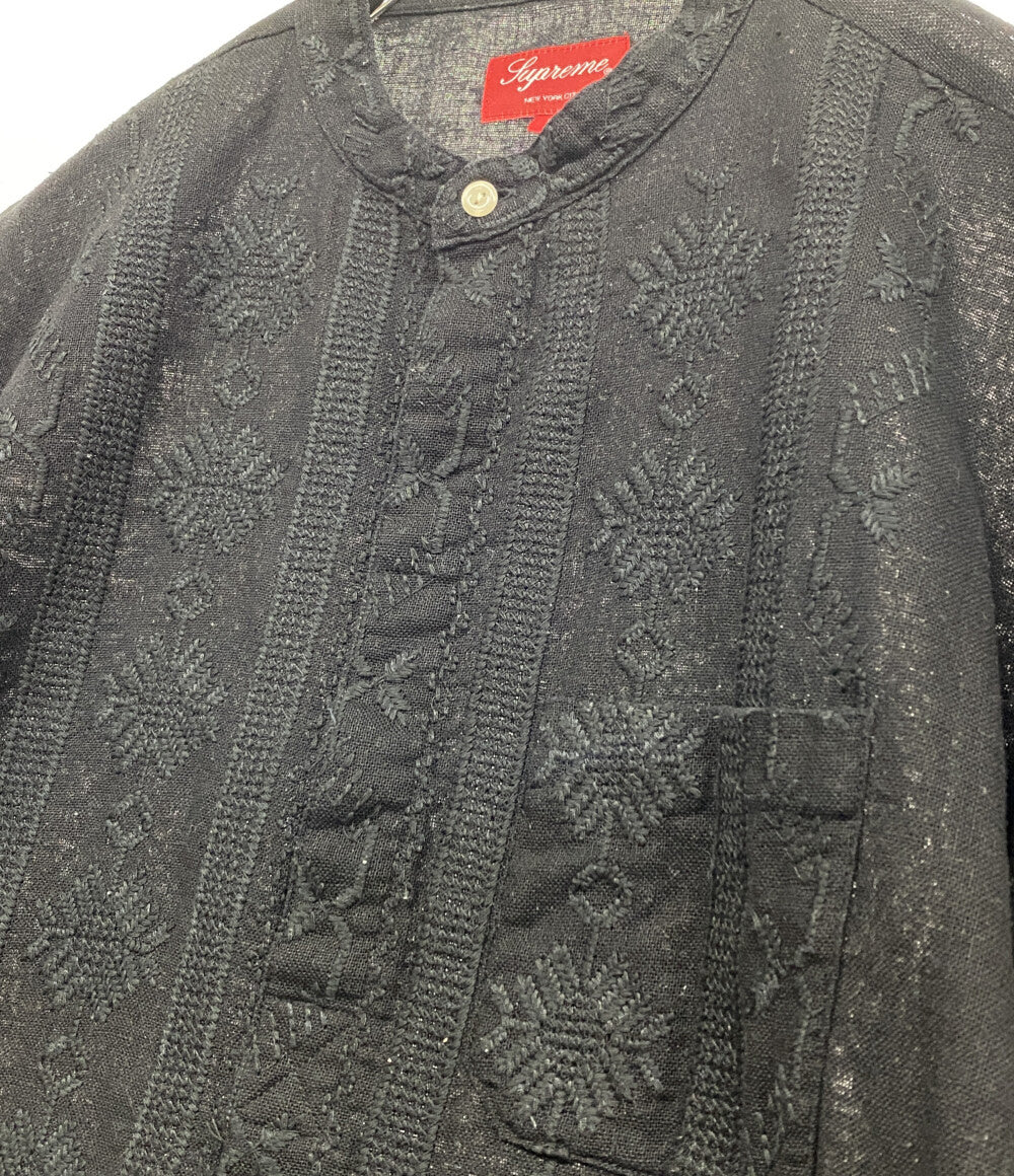 Supreme 半袖シャツ cuban shirt プルオーバー リネン ブラック メンズ SIZE L シュプリーム