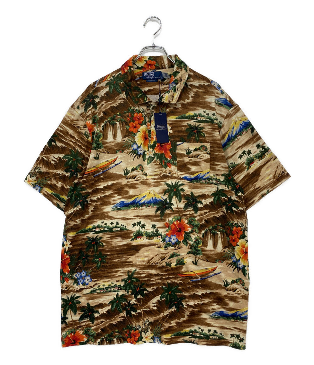 美品 POLO RALPH LAUREN ポロシャツ ハイビスカス ブラウン メンズ SIZE XL ポロ・ラルフローレン