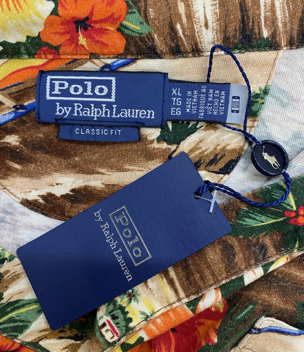 美品 POLO RALPH LAUREN ポロシャツ ハイビスカス ブラウン メンズ SIZE XL ポロ・ラルフローレン