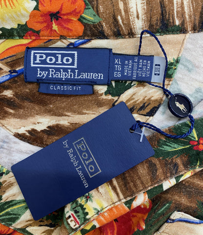 美品 POLO RALPH LAUREN ポロシャツ ハイビスカス ブラウン メンズ SIZE XL ポロ・ラルフローレン