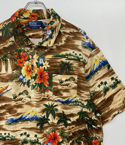美品 POLO RALPH LAUREN ポロシャツ ハイビスカス ブラウン メンズ SIZE XL ポロ・ラルフローレン