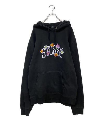 STUSSY パーカー フラワー刺繍 ブラック size:XL メンズ SIZE XL ステューシー