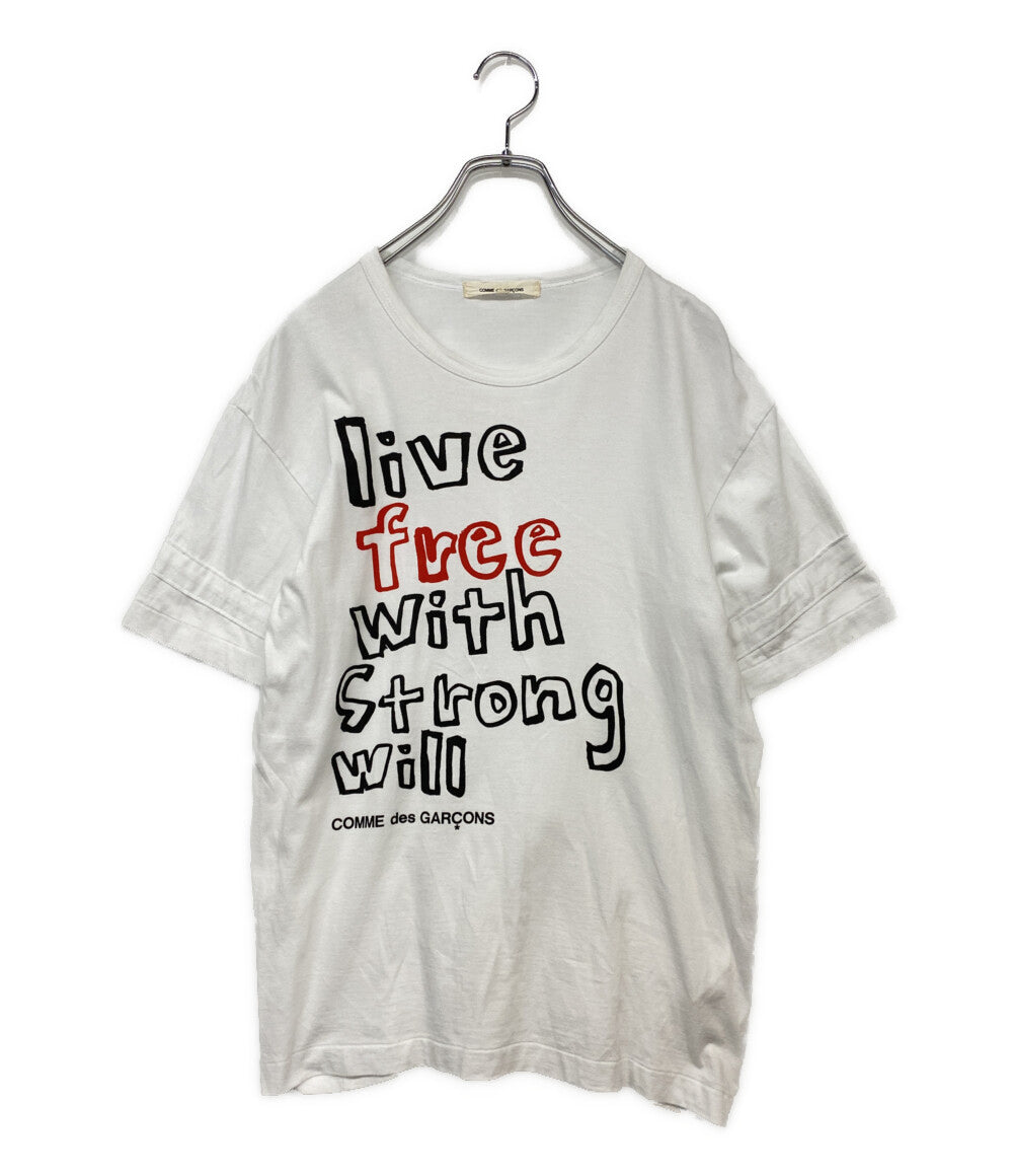COMME des GARCONS 半袖Ｔシャツ AD2019 live free with strong will ホワイト レディース SIZE XL コムデギャルソン